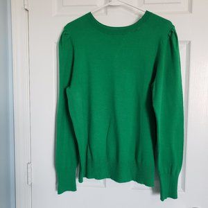 MARLED Crewneck Pullover Sweater Size L Kelly Green Puff Long Sleeve Lightweight